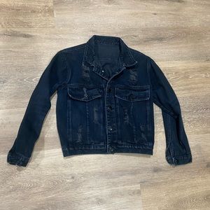 Black distressed jean jacket